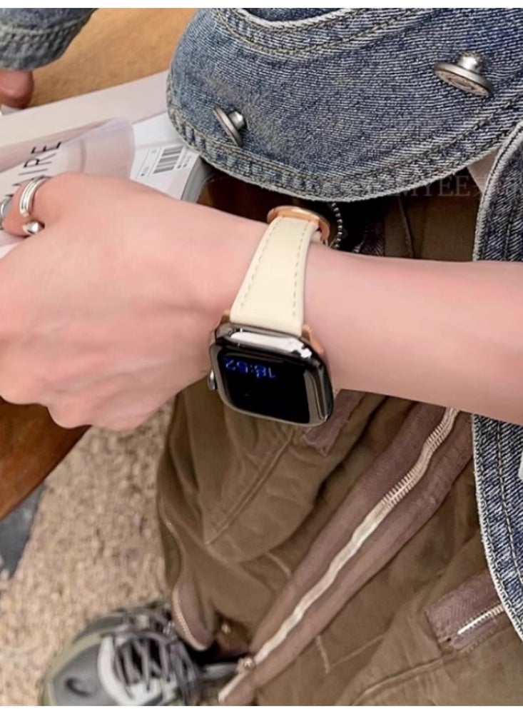 Leather Strap iwatch Replacement Strap Beige Suitable For iwatch 10 【46mm】 - Image 5